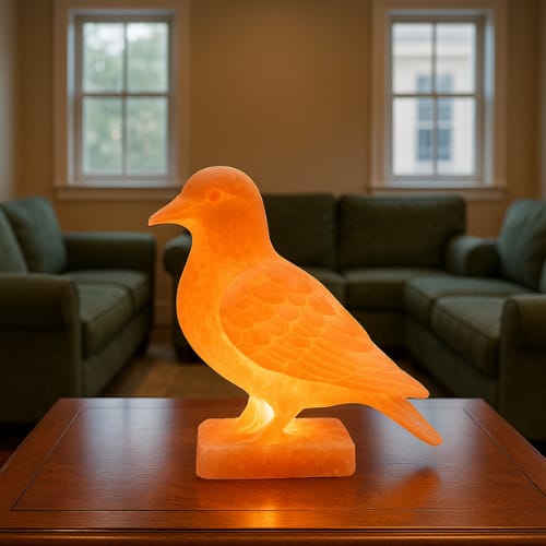 Pink Himalayan Salt Pigeon – Hand-Carved Natural Salt Décor Sculpture