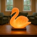 Pink Himalayan Salt Swan – Hand-Carved Natural Salt Decorative Sculpture