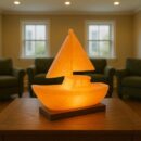 Pink Himalayan Salt Boat – Hand-Carved Natural Salt Decorative Sculpture