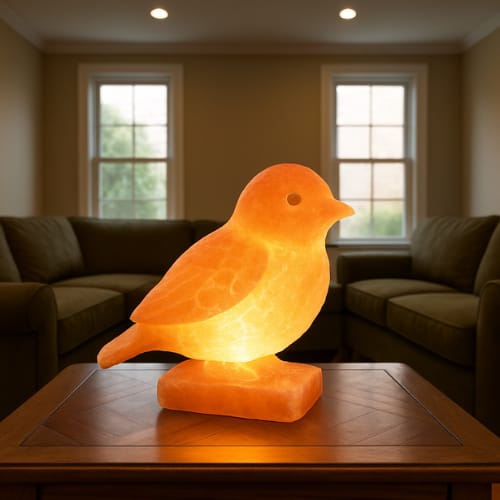Pink Himalayan Salt Bird – Hand-Carved Natural Salt Decorative Sculpture