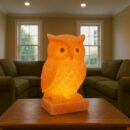 Pink Himalayan Salt Owl – Hand-Carved Natural Salt Decorative Sculpture
