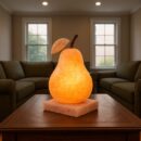 Pink Himalayan Salt Pear – Hand-Carved Natural Salt Decorative Sculpture