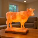 Pink Himalayan Salt Cow – Hand-Carved Natural Salt Decorative Sculpture