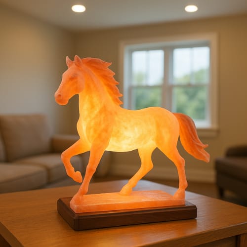 Pink Himalayan Salt Horse – Hand-Carved Natural Salt Decorative Sculpture